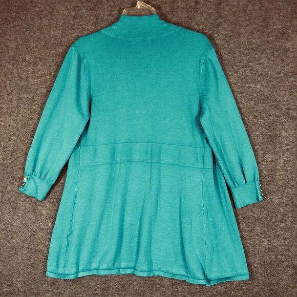 Christopher &Banks Cardigan Womens M Turquoise Knit Sweater 3/4 SLV Open Front - Picture 3 of 7